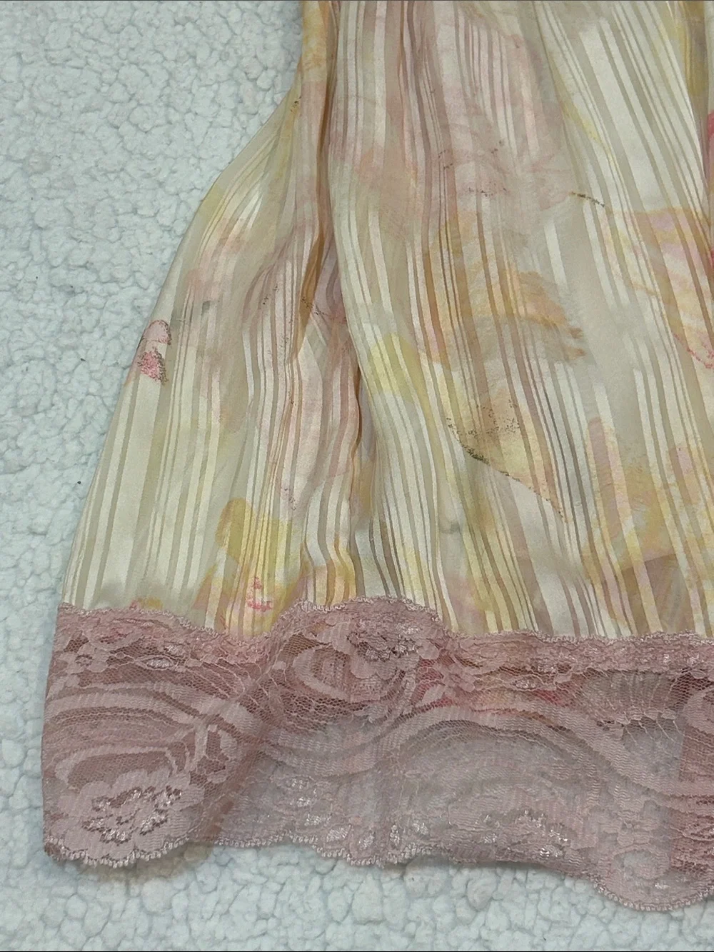 Free People Spring Fling Mini Dress in Tea Combo sz Small Yellow Pink Lace - Picture 10 of 16